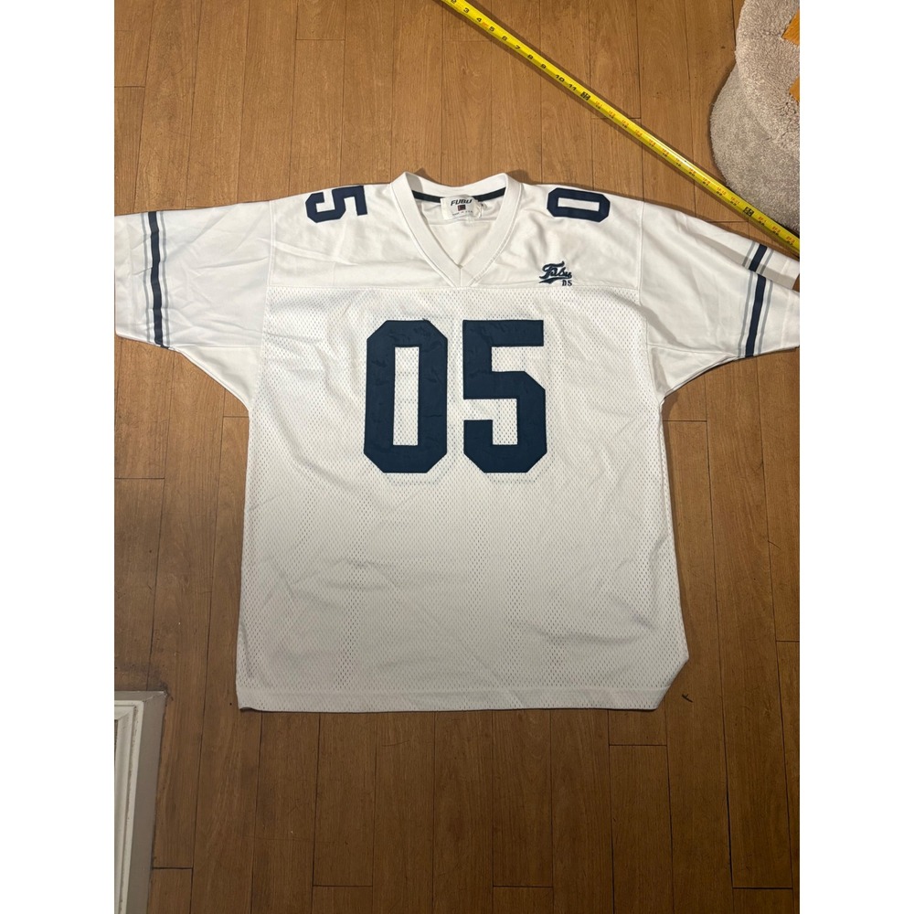 Vintage FUBU Football Jersey 05 White Mesh Streetwear Made in USA Mens Medium